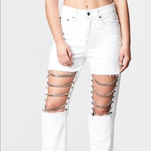 LF knee chain jeans🤍